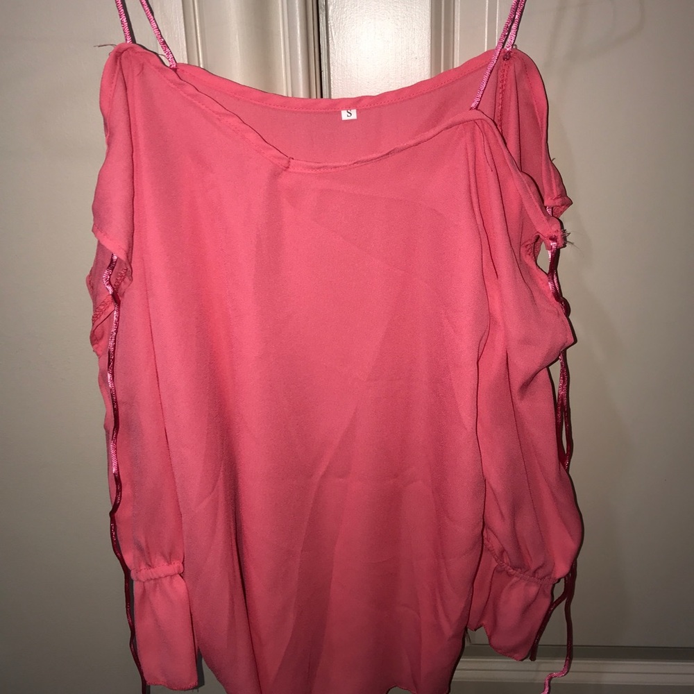 NWOT Cold Shoulder Chiffon Top with Ties